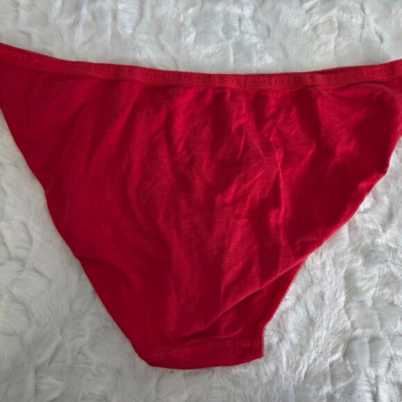 Victoria Secret Red Cotton Bikini Briefs Women's Large VS Heart Logo Vintage - Picture 3 of 4